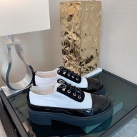 chanel nylon,suede calfskin&patent calfskin white/black lace-ups G38081 