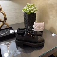 chanel nylon,suede calfskin&patent calfskin black lace-ups G38081 