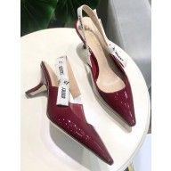 Dior Heel 6.5cm J'Adior Slingback Pumps High-Heeled Shoe Patent Leather Burgundy 2018