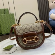 Gucci Horsebit 1955 mini top handle bag IN Beige and ebony GG Supreme canvas 781387 2024