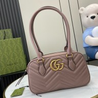 Gucci GG Marmont small top handle bag 795199 matelassé chevron leather DUSTY PINK 2024