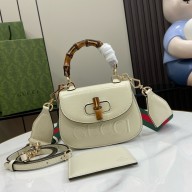 Gucci Bamboo 1947 mini top handle bag with Debossed Gucci logo 786482 white 2024