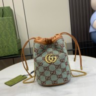 GUCCI GG super mini bucket bag IN BLUE AND BROWN GG canvas 783175 2024