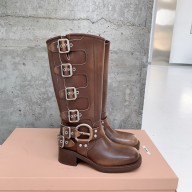 Miu Miu sienna Leather biker boots coffee 2023