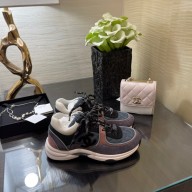 chanel Fabric & Suede Calfskin Gray & pink sneakers G38299