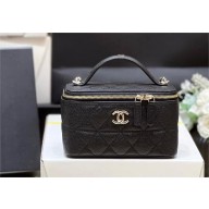 Chanel black clutch with chain in grained leather AP4404 2025(original quality)