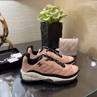 chanel Fabric & Suede Calfskin pink sneakers G38292