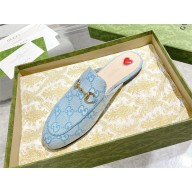 Gucci blue canvas Women's GG Princetown slipper 423514 2023