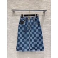 LOUIS VUITTON Damier Denim SKIRT 1AFGP3 2024 spring