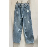 CHANEL CC& CAMELLIA EMBORDERED JEANS 2024 spring