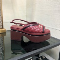 Chanel Heel 7.5cm Platform 4cm Lambskin & Patent Calfskin Sandals G45009 burgundy 2023