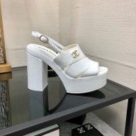 Chanel Heel 10.5cm Patent Crumpled Lambskin Sandals G45016 white 2023