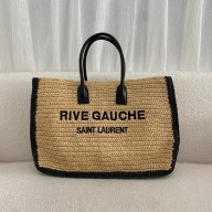 Saint Laurent rive gauche tote bag in raffia and leather beige(original quality)