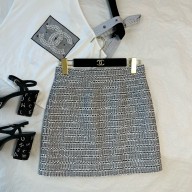 chanel Iridescent Tweed White, Black & Silver skirt P76662 2024
