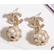 Chanel Short Earrings AB0674 Gold/Pearly White/Crystal 2018