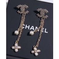 Chanel Bloom and Pearl Pendant Earrings AB0816 Gold/Pearly White/Crystal 2018