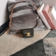 CELINE  MINI TRIOMPHE in TRIOMPHE CANVAS and calfskin Tan 