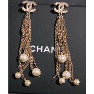 Chanel Pearl Tassel Earrings AB0672 Gold/Pearly White 2018