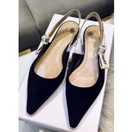 Dior J'Adior Slingback Ballet Flat Pumps Shoe Velvet Black 2018