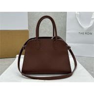 The Row Soft Margaux 10 Bag in Grained Leather Burgundy