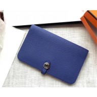 Hermes Dogon Duo Wallet in togo leather bright blue
