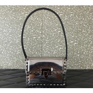 Valentino Rockstud23 Small Shoulder Bag In Smooth Calfskin 0242 Mirror Gun Color 2023
