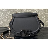 Valentino VSling Shoulder Bag in Grainy Calfskin With Tone-On-Tone Enamel 8030 Black 2023