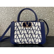 Valentino Small Vlogo Signature Toile Iconographe Handbag 0360 Blue 2023