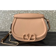 Valentino VSling Shoulder Bag in Grainy Calfskin With Tone-On-Tone Enamel 8030 Nude 2023