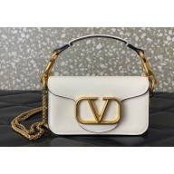 Valentino Locò micro Bag In Calfskin Leather With Chain 416 White 2023