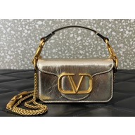 Valentino Locò micro Bag In Calfskin Leather With Chain 416 Metallic Gold 2023