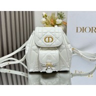 Dior Small Dior Caro Backpack white Macrocannage Lambskin 2024
