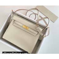 Hermes Evercolor Kelly Danse Shoulder bag White with Gold Hardware (full handmade)