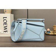 LOEWE Small Puzzle bag in satin calfskin sky blue 2024