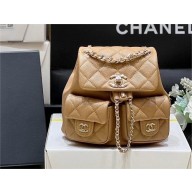 Chanel Grained Calfskin & Gold-Tone Metal small backpack AS3860/AS3787 TAN 2024(original quality)