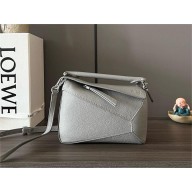 Loewe Mini Puzzle bag in soft grained calfskin pearl gray 2024