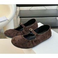 The Row women's ballerinas suede lambskin dark brown 2024