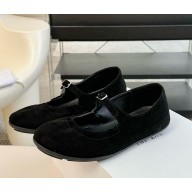 The Row women's ballerinas suede lambskin black 2024