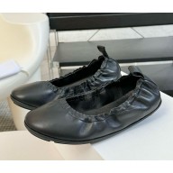 The Row Leather ballet flats in black 2024