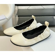 The Row Leather ballet flats in beige 2024