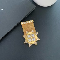 saint laurent crystal brooch gold 2024