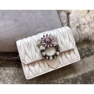MIU MIU LADY MATELASSÉ LEATHER BAG 5BH077 white