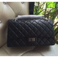 Chanel Medium Aged Calfskin & Ruthenium Metal Black & Burgundy 2.55 Flap Bag