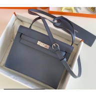 Hermes Evercolor Kelly Danse Shoulder bag Dark Blue with Silver Hardware (full handmade)