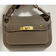 Hermes mini jypsiere bag in Clemence leather Elephant Gray with Gold Hardware (original quality+handmade)