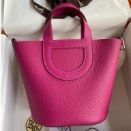 Hermes In-The-Loop Tote Bag In Original Togo Leather Fuchsia with Silver Hardware (Full Handmade Quality)