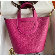 Hermes In-The-Loop Tote Bag In Original Togo Leather Fuchsia with Gold Hardware (Full Handmade Quality)