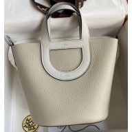 Hermes In-The-Loop Tote Bag In Original Togo Leather Pearl Gray with Silver Hardware (Full Handmade Quality)