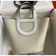 Hermes In-The-Loop Tote Bag In Original Togo Leather Pearl Gray with Gold Hardware (Full Handmade Quality)