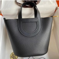 Hermes In-The-Loop Tote Bag In Original Togo Leather Black with Gold Hardware (Full Handmade Quality)